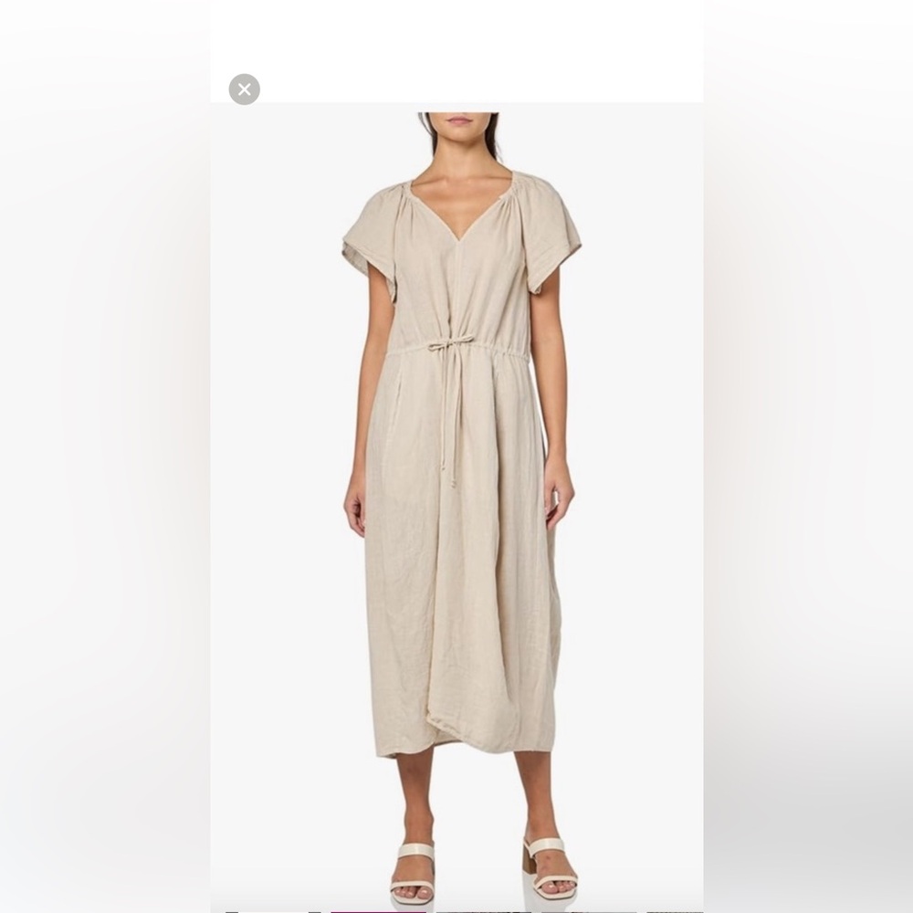 Velvet by Graham & Spencer Beige Midi Linen Dress size M